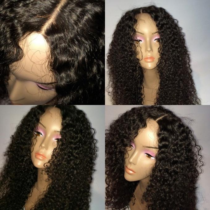 Tangle-Free Curly Women Natural Black Brazilian Human Hair Lace Wigs