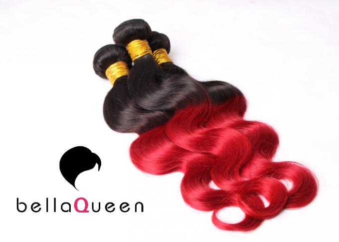 8-30 Inch Body Wave Ombre Remy Hair Extensions With 1B Plus Red Color