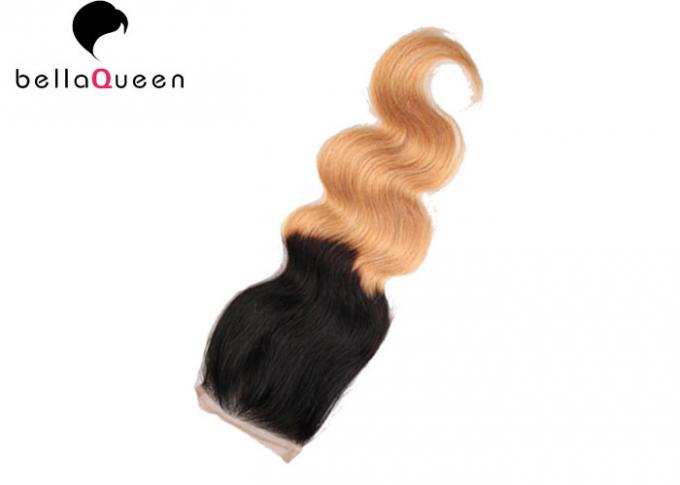 1b/27# Body Wave Human Hair Top 4x4 Lace Closure By Machine Made